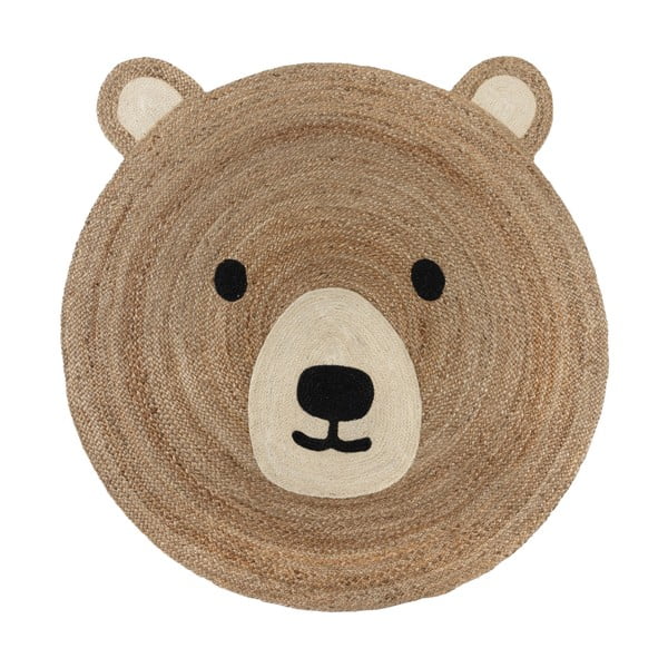 Iš džiuto vaikiškas kilimas natūralios spalvos 100x100 cm Bertie Bear – Flair Rugs