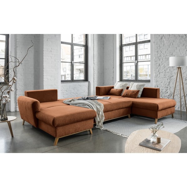 Oranžinės spalvos sofa-lova U formos Miuform Scandic Lagom, dešinysis kampas-image-4