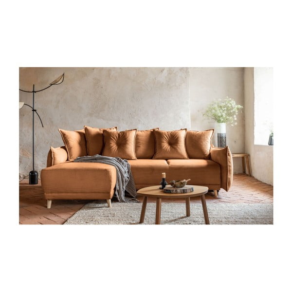 Sulankstoma kampinė sofa iš kordinio velveto raudonos plytų spalvos (kintama) Lazy Lukka – Miuform-image-3
