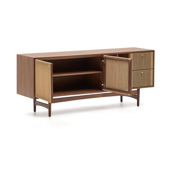 Žema šoninė spintelė rudos spalvos iš riešutmedžio 180x73 cm Elan – Kave Home-image-3