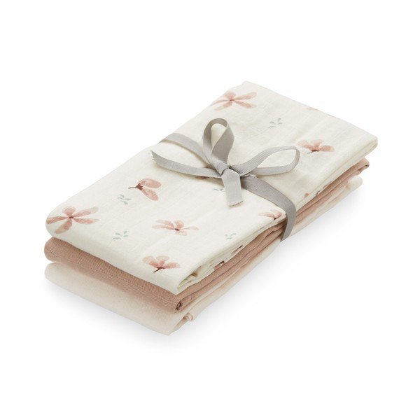 Iš organiškos medvilnės medžiaginės sauskelnės 3 vnt. 70x70 cm Windflower Creme, Dusty Rose, Powder – Cam Cam Copenhagen