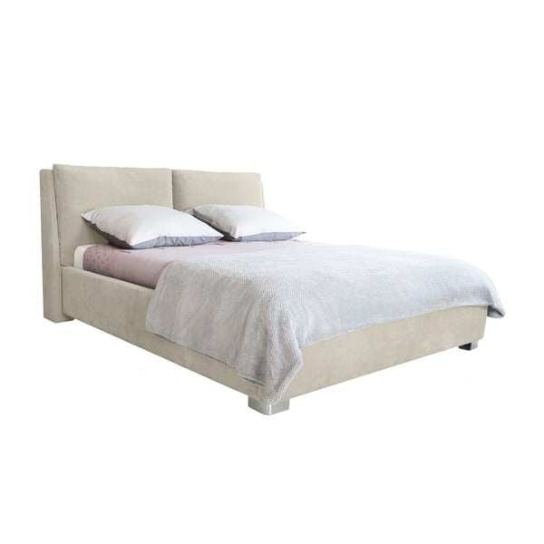 Smėlio spalvos dvigulė lova Mazzini Beds Vicky, 160 x 200 cm