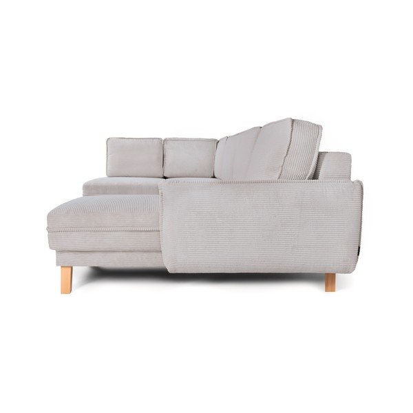 Šviesiai pilkos spalvos sulankstoma/su sandėliavimo vieta kampinė sofa iš kordinio velveto (su kairiuoju kampu/„U“ formos) Tori – Bonami Selection-image-4