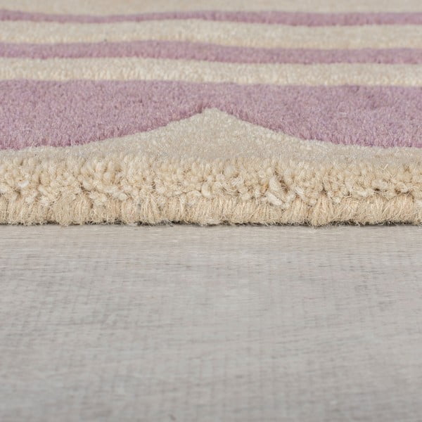 Rankų darbo iš vilnos kilimas violetinės spalvos/natūralios spalvos 160x230 cm Lois Scallop – Flair Rugs-image-4
