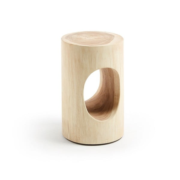 Iš masyvios munggur medienos apvalios formos šoninis stalas ø 30 cm Halker – Kave Home