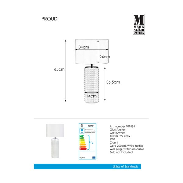 Baltas stalinis šviestuvas "Markslöjd Proud", ø 34 cm-image-2