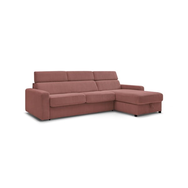 Iš kordinio velveto sulankstoma kampinė sofa rožinės spalvos (kintama) Monaco – Bobochic Paris-image-3