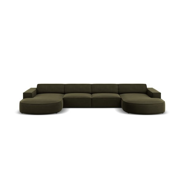 Žalio aksomo kampinė sofa (U formos) Jodie - Micadoni Home