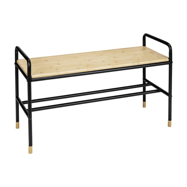 Juoda/natūrali metalinė batų lentyna su suoliuku Loft - Wenko