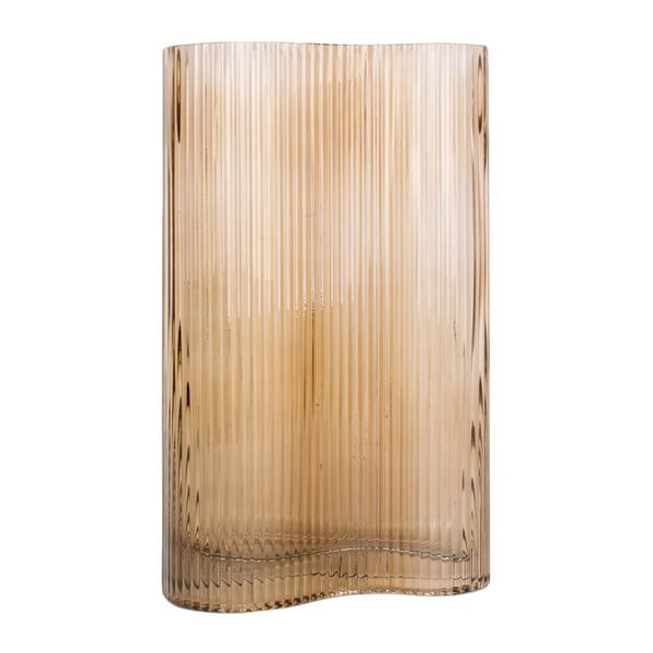 Šviesiai ruda stiklo vaza PT LIVING Wave, aukštis 27 cm-image-3