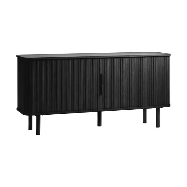 Žema šoninė spintelė juodos spalvos iš ąžuolo su stumdomomis durimis 76x160 cm Cavo – Unique Furniture-image-4