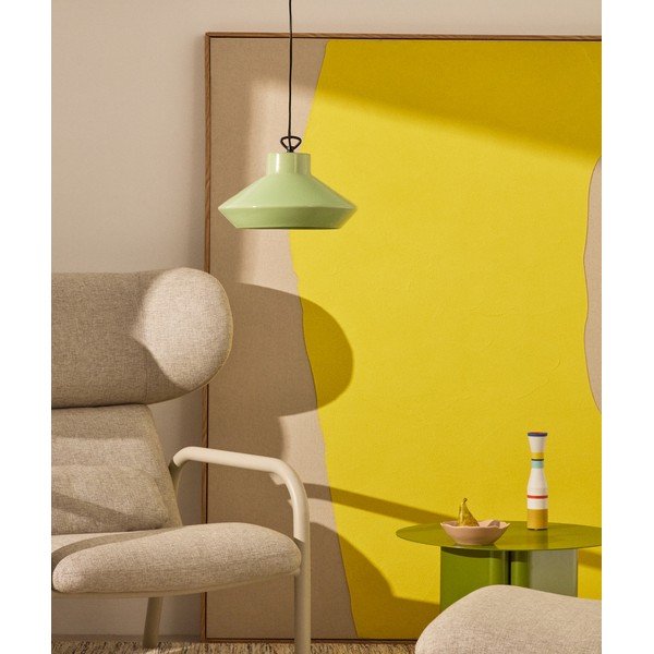 Šviesiai žalios spalvos kabantis šviestuvas ø 31 cm su keramikiniu gaubtu Portol – Kave Home-image-1