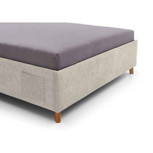 Smėlio spalvos iš audinio vaikiška lova su sandėliavimo vieta su lovos grotelėmis 140x200 cm Fun – Meise Möbel-image-1