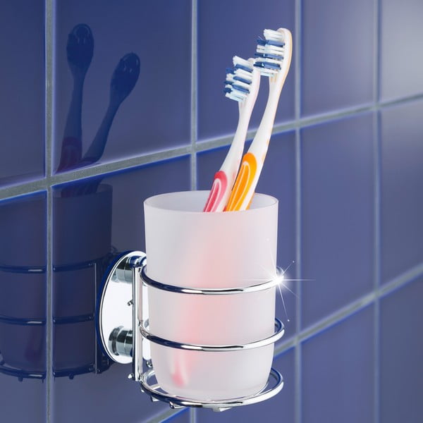 Klijuojamas iš nerūdijančio plieno dantų šepetėlio indas baltos spalvos – Wenko-image-1