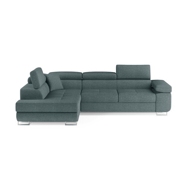 Mėlynos spalvos sulankstoma/su sandėliavimo vieta kampinė sofa (su kairiuoju kampu/„L“ formos) Anton – ELTAP