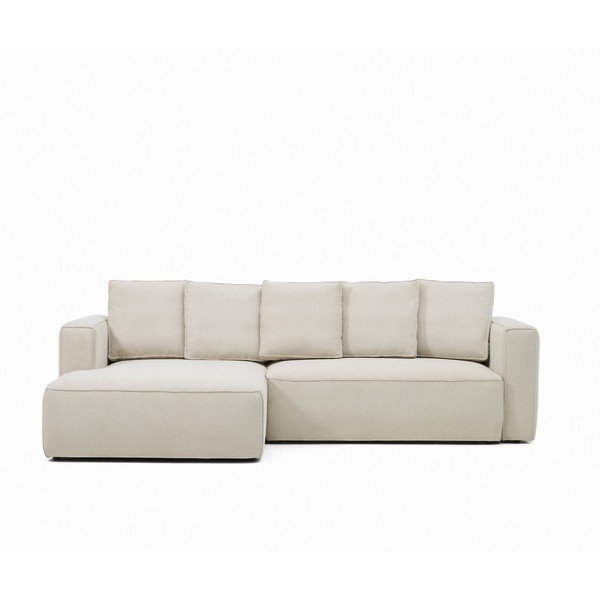 Smėlio spalvos sulankstoma kampinė sofa iš šenilinio audinio (su kairiuoju kampu/su gultu) Marela – Kave Home
