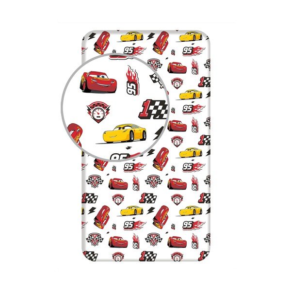Iš medvilnės vaikų patalynė su guma 90x200 cm Cars "McQueen" – Jerry Fabrics