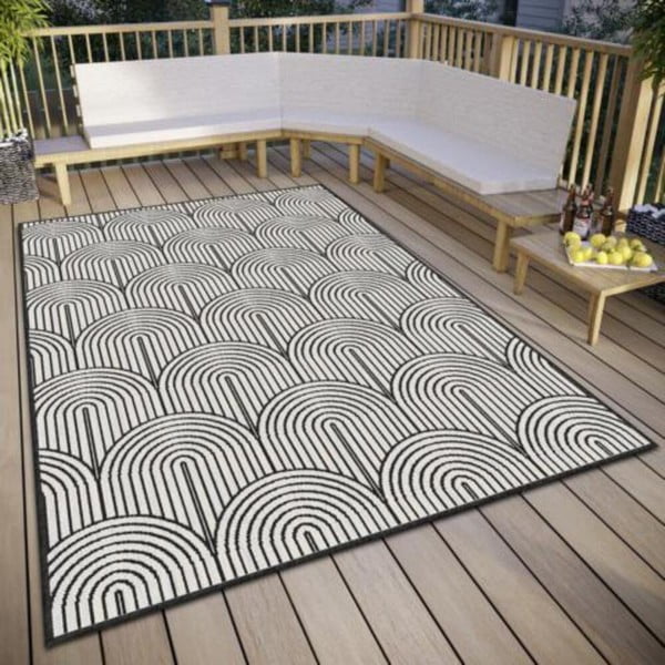 Lauko kilimas juodos ir baltos spalvos 240x330 cm Pangli Black – Hanse Home-image-2