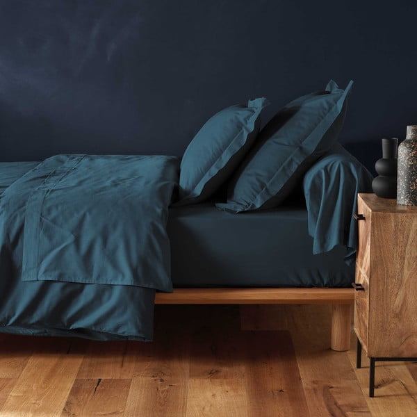 Smaragdinės spalvos iš medvilnės paklodė su guma 90x190 cm Lina – douceur d'intérieur-image-1