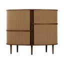 Rudos spalvos/šviesiai rudos spalvos spintelė iš ąžuolo su stumdomomis durimis 120x100x50 cm Audacious – UMAGE