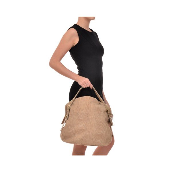 Smėlio spalvos odinė rankinė Carla Ferreri Hobo-image-2