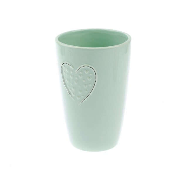 Šviesiai žalia keraminė vaza "Dakls Hearts Dots", aukštis 18,3 cm