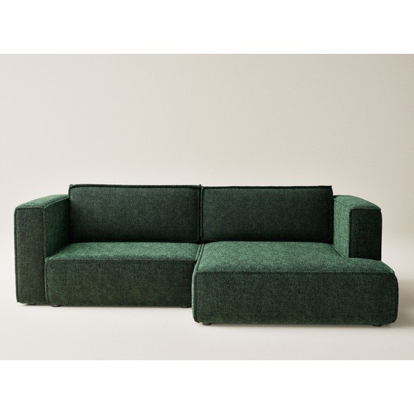 Tamsiai žalios spalvos sulankstoma/su sandėliavimo vieta kampinė sofa iš šenilinio audinio (su dešiniuoju kampu/su gultu) Velto – Maison de Rêve-image-2