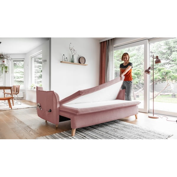 Sulankstoma sofa šviesiai rožinės spalvos 225 cm Charming Charlie – Miuform-image-4