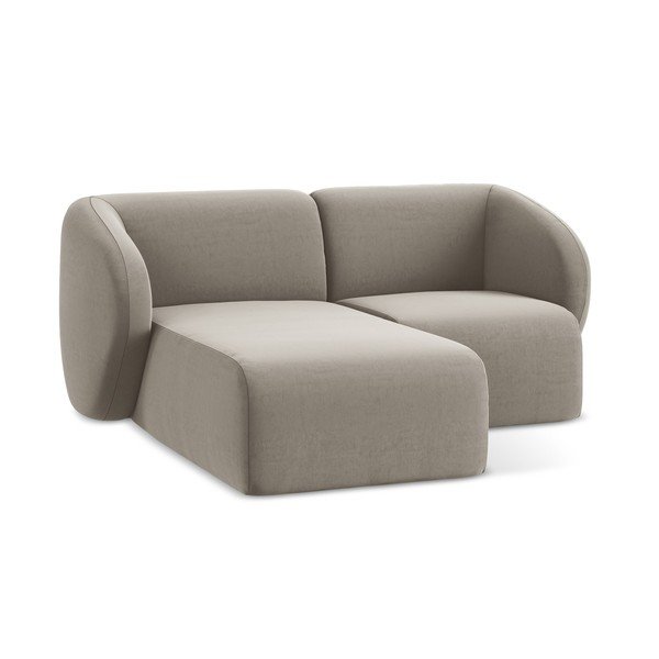 Šviesiai rudos spalvos kampinė sofa iš velveto (su kairiuoju kampu/su gultu) Lani – Makamii-image-4