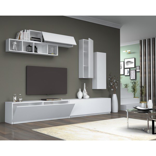 Baltas TV staliukas 140x40 cm Dona - Gauge Concept-image-1