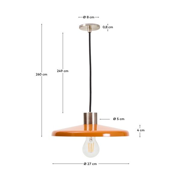 Oranžinės spalvos kabantis šviestuvas su metaliniu gaubtu Nuvira – Kave Home-image-3