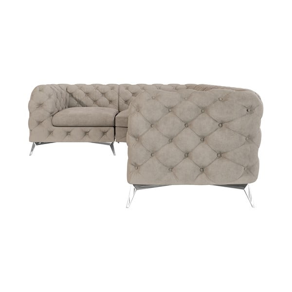 Pilkai smėlinės spalvos iš velveto kampinė sofa (su kairiuoju kampu/„L“ formos) Chelsea – Ropez-image-2