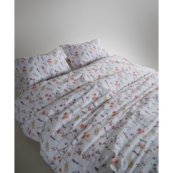Baltos spalvos iš ranforce medvilnės dvigulė/itin ilga patalynė 240x220 cm Floral Dance Autumn – Mila Home Luxury-image-4