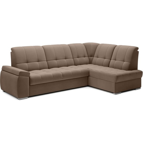 Rudos spalvos iš velveto sulankstoma/su sandėliavimo vieta kampinė sofa (su dešiniuoju kampu/„L“ formos) Sado – ELTAP-image-2