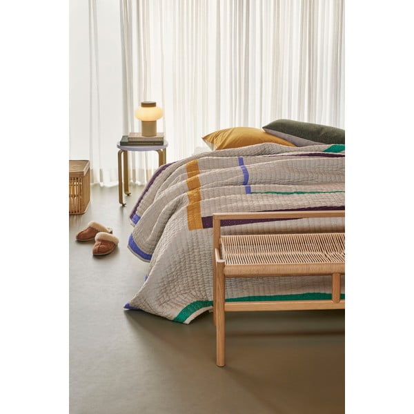 Smėlio spalvos medvilninis užvalkalas dvigulei lovai 260x260 cm Twist - Hübsch-image-1