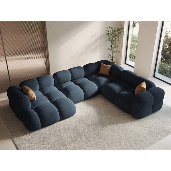 Tamsiai mėlynos spalvos kampinė sofa (su dešiniuoju kampu/„U“ formos) Loretto – Cosmopolitan Design-image-1