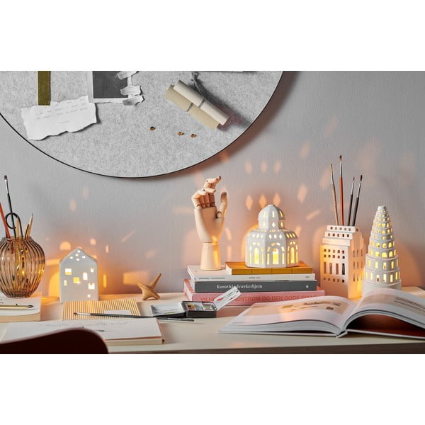 Balta keramikinė kalėdinė žvakidė Kähler Design Lighthouse, ø 9 cm-image-4