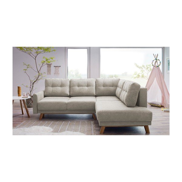 Bobochic Paris Balio smėlio spalvos sofa-lova, dešinysis kampas, 244 cm-image-2