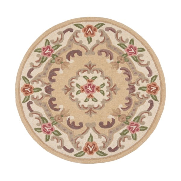 Smėlio spalvos vilnonis kilimas Flair Rugs Aubusson, ⌀ 120 cm