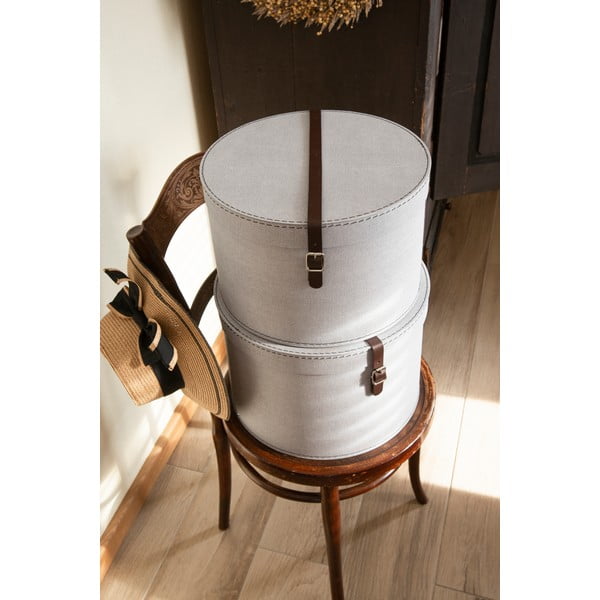 Šviesiai pilkos spalvos iš kartono daiktadėžės su dangčiu 2 vnt. ø 37,5x25,5 cm Rut Canvas Paper Laminate – Bigso-image-2