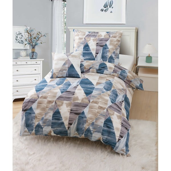 Mėlynos spalvos/rudos spalvos iš mikrosatino viengulė patalynė 3 dalių 140x200 cm Eden – JAHU collections