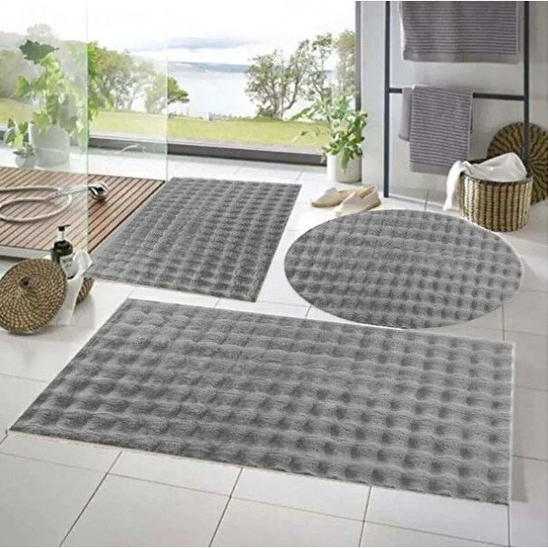 Pilkos spalvos vonios kilimėliai 3 vnt. 60x100 cm Powder – Mila Home