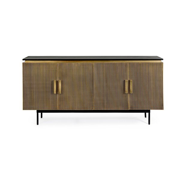 Juodos spalvos/natūralios spalvos šoninė spintelė 160x80x40 cm Virat – Bizzotto-image-1