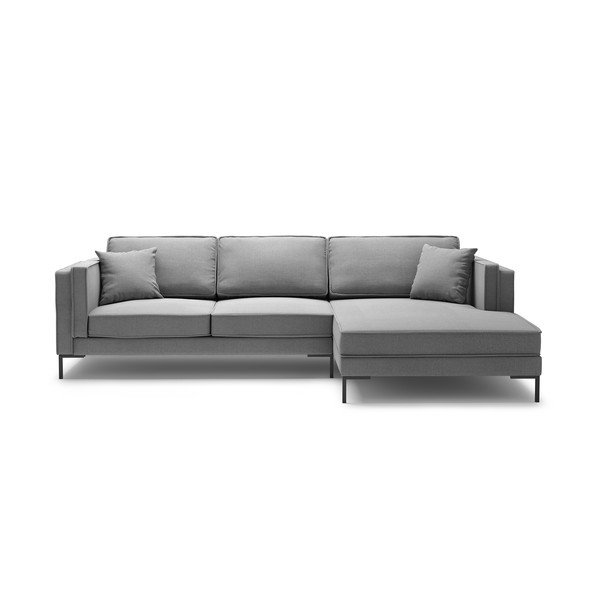 Pilkos spalvos kampinė sofa Milo Casa Attilio, kairysis kampas-image-2