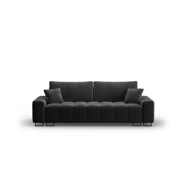 Tamsiai pilkos spalvos iš velveto sulankstoma/su sandėliavimo vieta sofa 250 cm Wicklow – Cosmopolitan Design