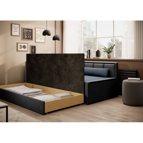 Mėlynos spalvos/pilkos spalvos iš šenilinio audinio sulankstoma/su sandėliavimo vieta sofa 214 cm Fulgeo – ELTAP-image-3