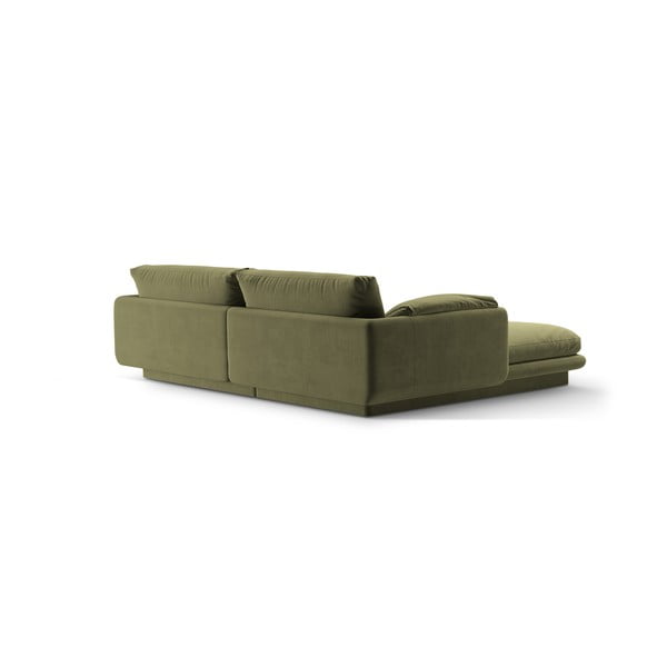 Iš velveto kampinė sofa šviesiai žalios spalvos (su dešiniuoju kampu/su gultu) Torino – Micadoni -image-3
