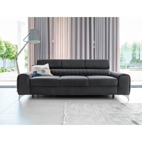 Tamsiai pilkos spalvos iš velveto sulankstoma sofa 261 cm Laurence – ELTAP-image-3