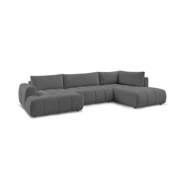 Tamsiai pilkos spalvos sulankstoma/su sandėliavimo vieta kampinė sofa (su dešiniuoju kampu/„U“ formos) Fuji – Bobochic Paris-image-3