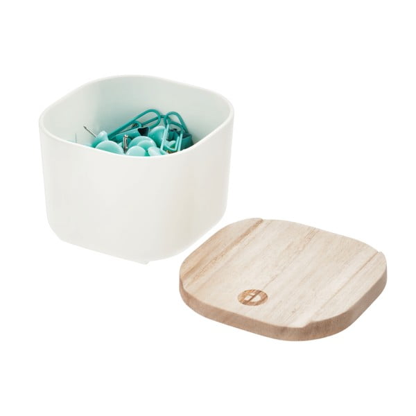 Balta dėžutė su dangteliu pagaminta iš paulovnijos medienos iDesign Eco, 9 x 9 cm-image-3